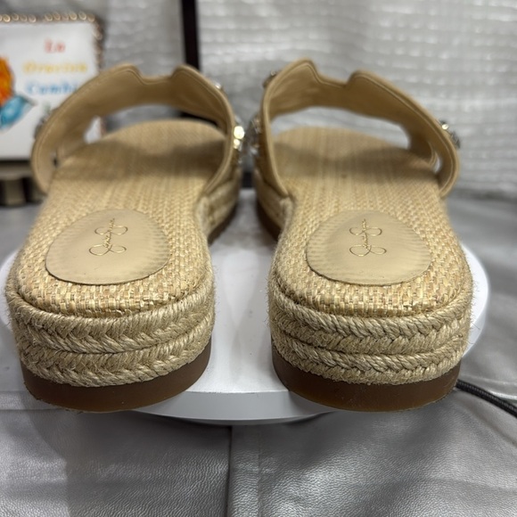 (M5) Jessica Simpson JP-Danalea,raffia and jute sandals with stone studs.Sz 8.5M - Picture 6 of 12